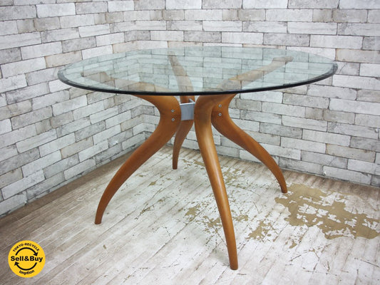 ポラダ porada レトロ1 RETRO1 DINING TABLE ガラステーブル ダイニングテーブル W120 チェリー材 イタリアンモダン ●