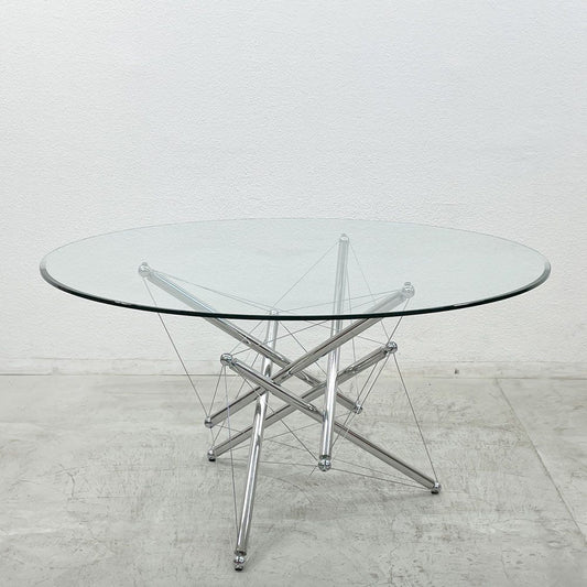 カッシーナ Cassina 714 Table ガラストップ ダイニングテーブル ラウンド  テオドール・ワッデル Theodore Waddell 参考68万円 〓