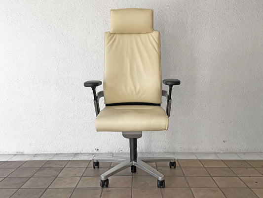 ウィルクハーン Wilkhahn オン チェア ON Chair ハイバック アームチェア 総本革 ヘッドレスト付 オフィスチェア ◇