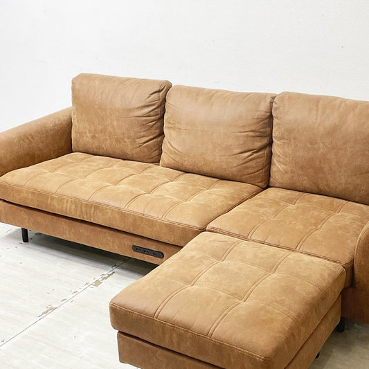 ジャーナルスタンダードファニチャー j.s.F ピーエスエフ カウチソファ PSF COUCH SOFA W210cm 3人掛けソファ オットマン レザー調 撥水 コンセント付属 参考価格165,000円 ●