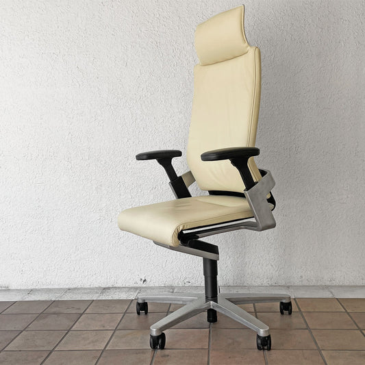 ウィルクハーン Wilkhahn オン チェア ON Chair ハイバック アームチェア 総本革 ヘッドレスト付 オフィスチェア ◇